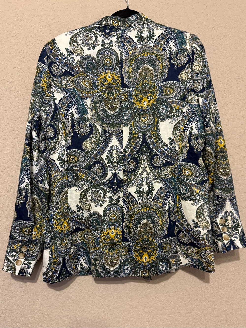 New MAGASCHONI LUXE Blazer Jacket POCKETS Lined Paisley Linen Large MSRP $228 - Picture 2 of 11